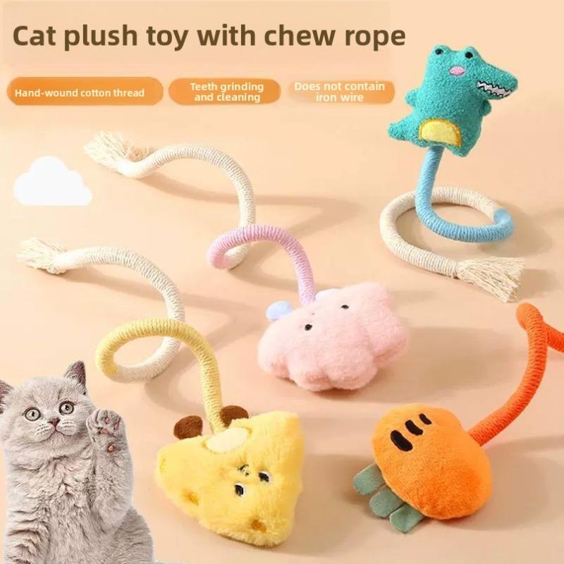 Cat Doll, Biting The Rope To Relax. Rope Toy for Relieving Boredom and Chewing. Cat-shaped Toy with Fruit and Mint Flavor. New Cat Toy.