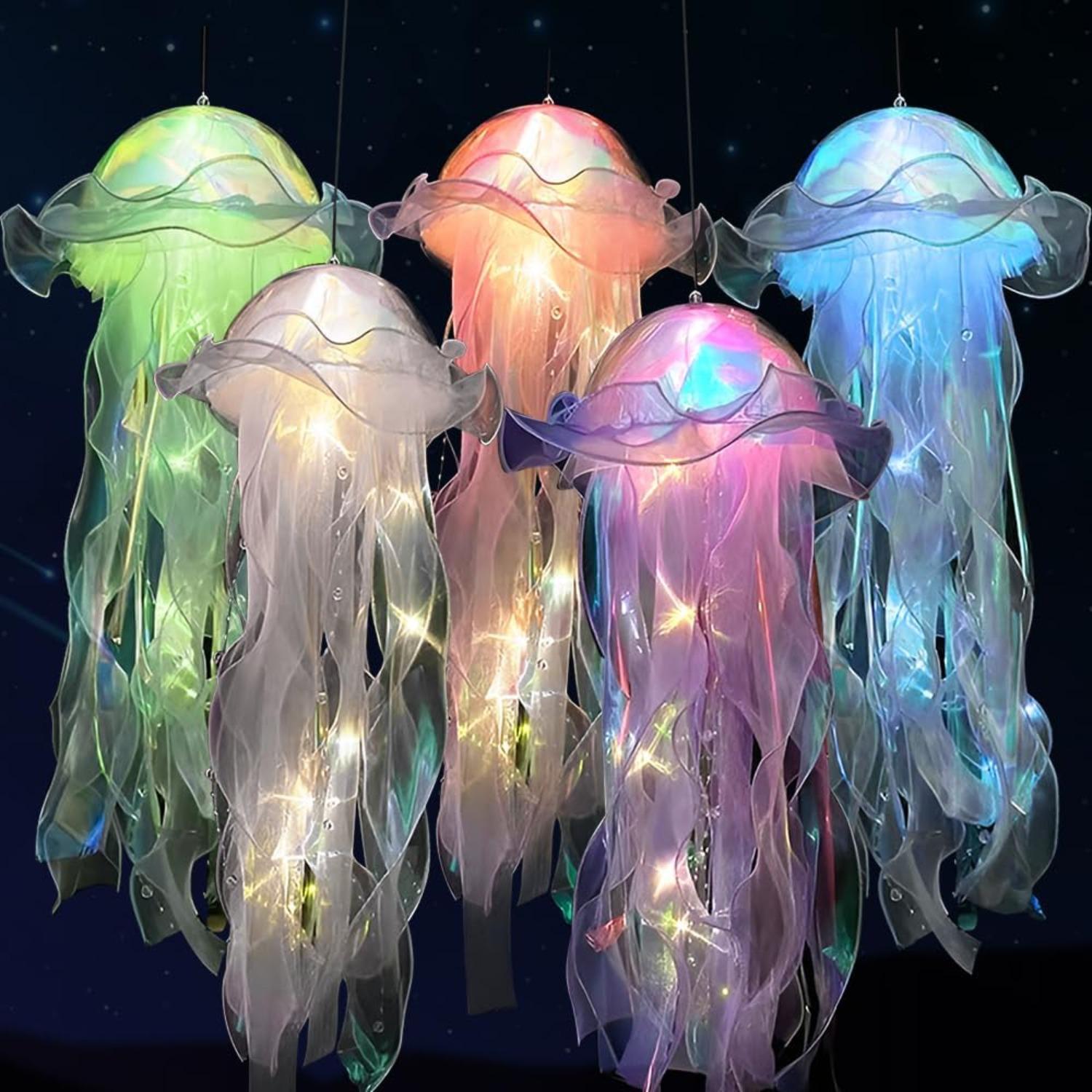 5 Pcs Jellyfish Light, Hanging Jellyfish Lamp, Jellyfish Night Light, Mermaid Jellyfish Lanterns, Light Up Jellyfish Lamp for Ocean Theme Party Baby 5PCS