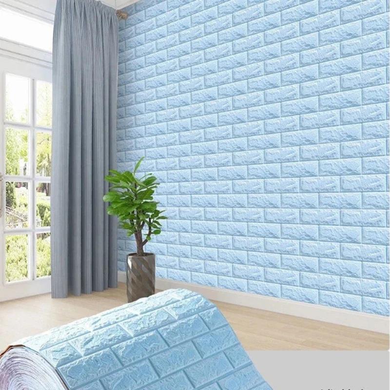 70cmx10m 3D Foam Brick Wall Stickers Self Adhesive Wallpaper Living Room Wall Decal Home Decoration Wallcoverings
