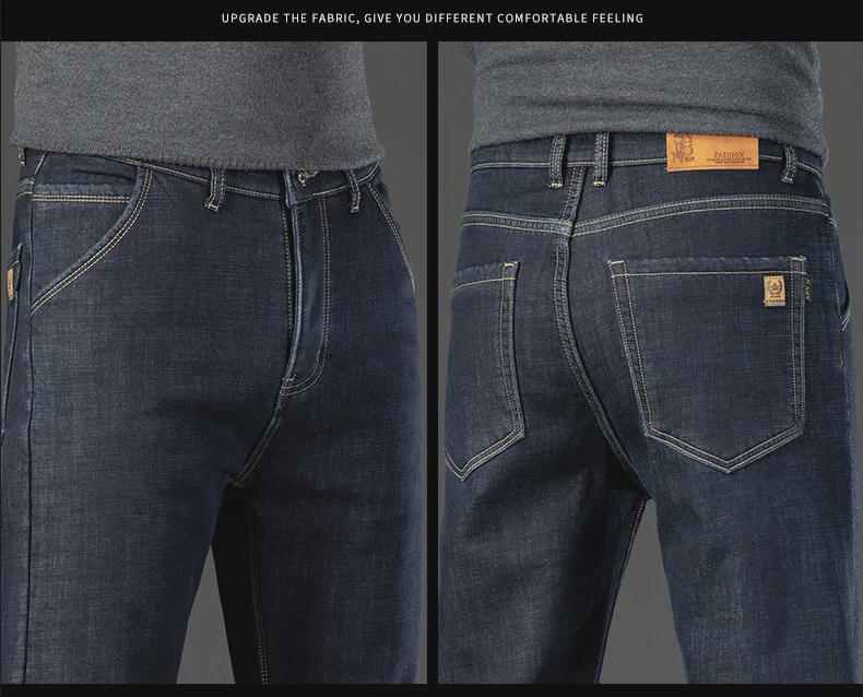 Jeans da Uomo Invernali a Vita Alta Larghi Dritti in Velluto - Pantaloni Comodi di Qualità per Papà di Mezza Età