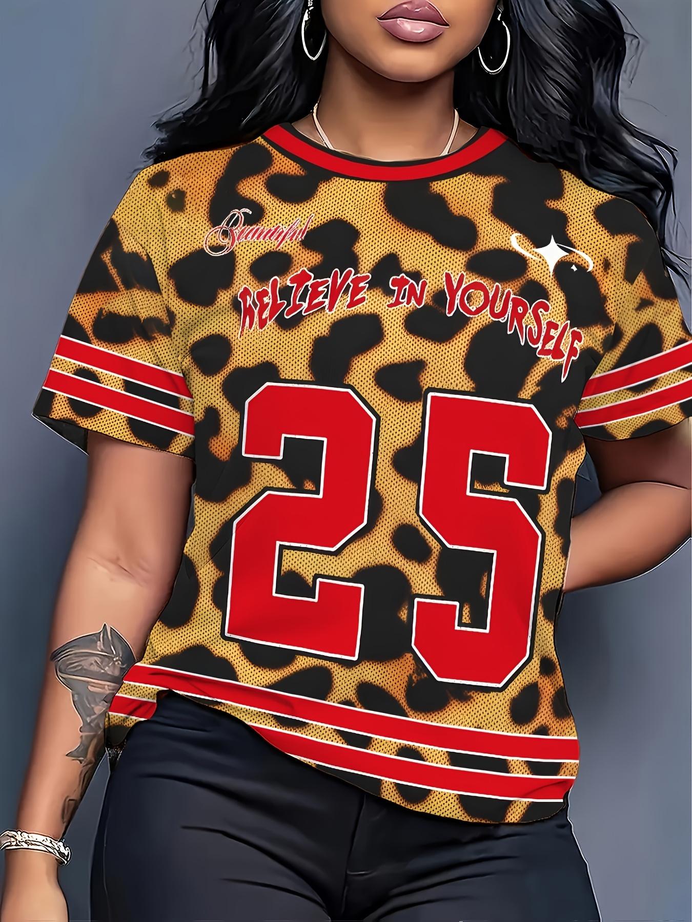 

Leopard Print Hot Style Short Sleeve T-Shirt Size ;63.5cm Red Background with White Border Digital Print. Inspirational Letter Print. Casual Trendy T XL дубильна кора