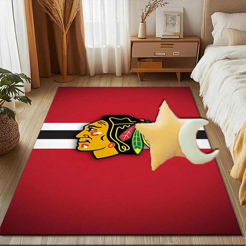 Blackhawks Kunstbodenmatte für Wohnzimmer, Spielzimmer, Büro, Schlafzimmer, Bürobodenmatte Verspieltes Design, Weihnachts-Fan-Geschenke