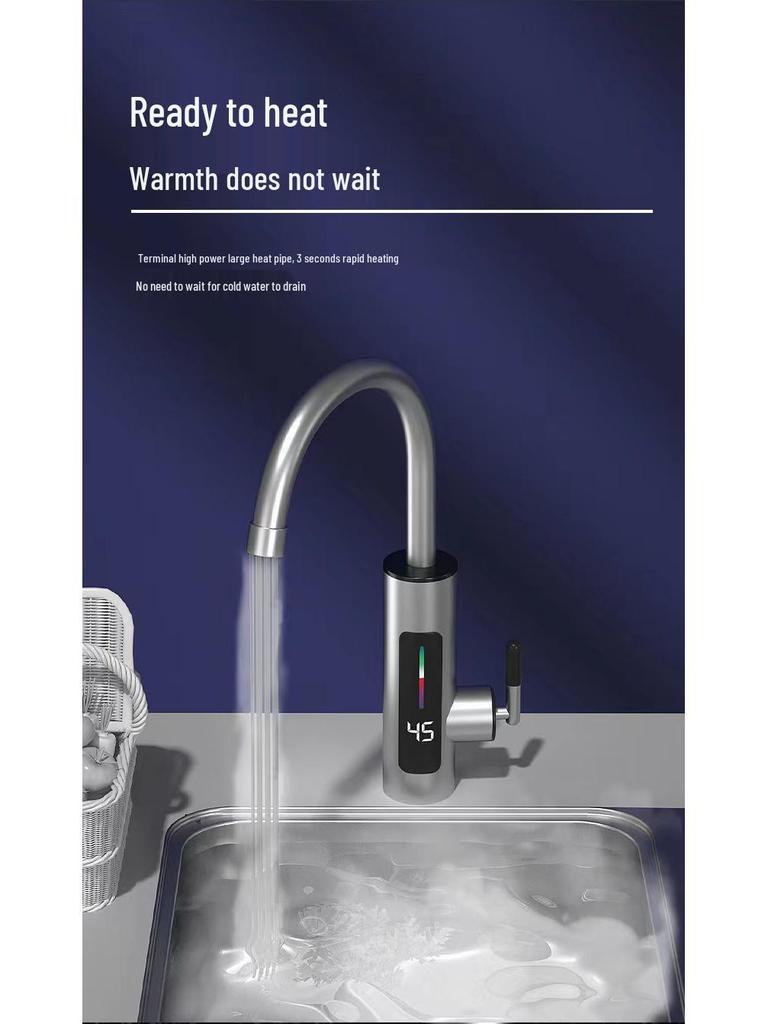 Rubinetto Istantaneo Intelligente per Acqua Calda: Schermo Grande Acciaio Inossidabile, Frequenza Variabile, Temperatura Costante per Cucina