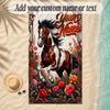Horse Theme Soft Beach Towel Personalized Custom Name Text Towel Portable for Beach Pool Travel