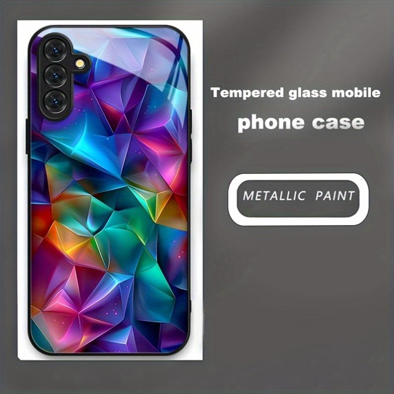 Fashionable black tempered glass phone case suitable for Samsung Galaxy 26 S25 S24 S23 S22 S20FE/Ultra/Plus anti drop back cover