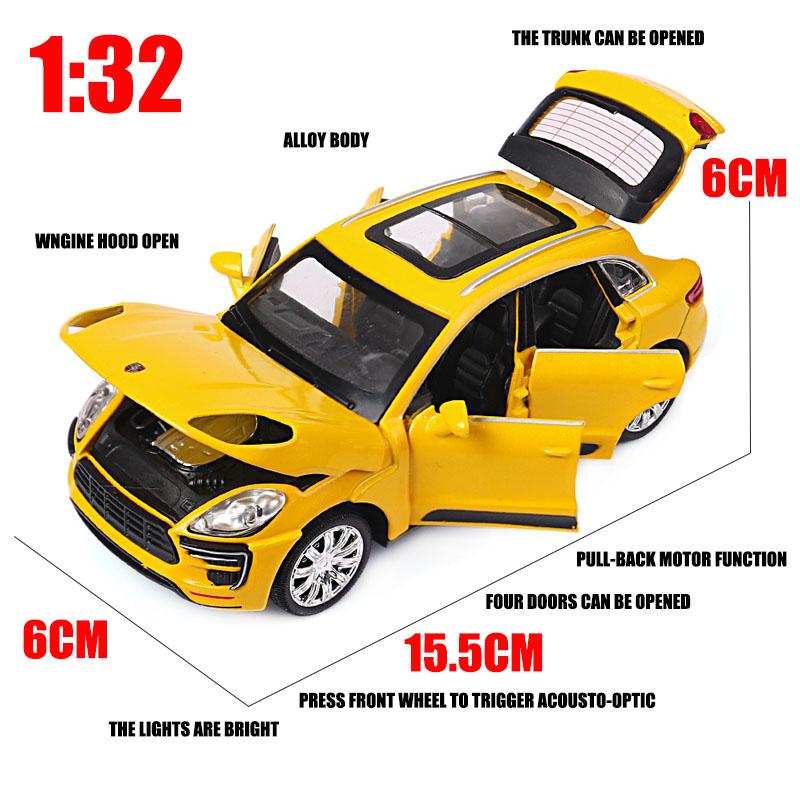 1/32 Scale Cayenne Turbo Macan SUV Metal Diecast Car,Alloy Toys Cars Models Trucks with Light and Sound for Boys Children Kids Off-road Vehicles Hobby
