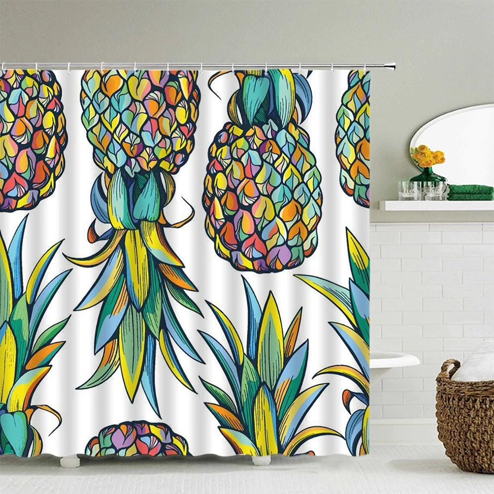 Sunflower Flower Shower Curtain Waterproof Bathroom 3d Printing Polyester Fabric Leaves Plant Shower Curtain With 12 Hooks Set