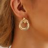 Neue französische Retro-Gold-Doppel-Creolen, Übertriebene metallische geometrische Muster-Creolen für Damen
