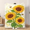 Fflannel Blanket 1pc Sunflowers And Bees Flying Soft Comfortable and Warm This Nap Blanket/sofa Blanket Is Suitable for All Season