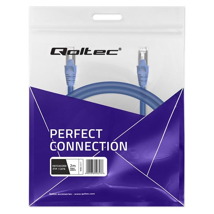 Qoltec Cable Patchcord FTP | CAT6 | 2 x RJ-45 | 1m | High speed | Gold | Shielded