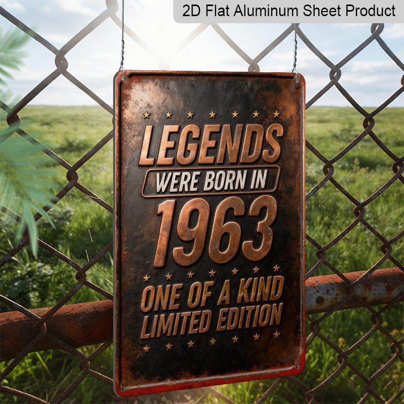 2D Flat, 1pc Vintage 1963 Limited Edition Legend Wall Plaque - 7.87x11.81inch Rustic Aluminium Wall-Mounted Sign Suitable for Study, Studio