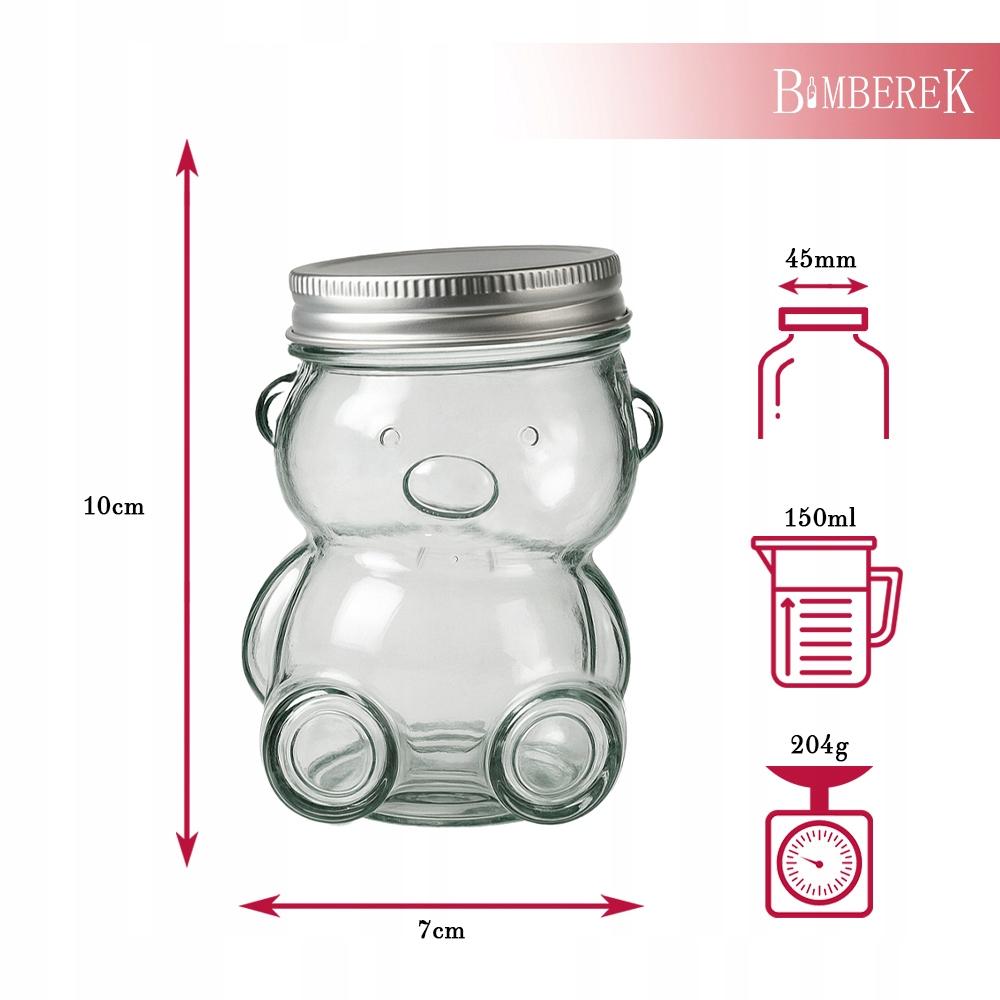 12x Glass Jar 150ml Bear with lid, decorative, for honey, jam, gift