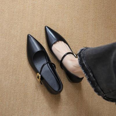 Retro Mary Janes mit innerer Erhöhung für Damen, Frühling und Herbst, neue vielseitige spitze Pendel-Mode-Abendschuhe