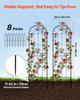 Garden Trellis, 180 x 52.5 cm Rose Trellis, 8Packs Garden Flower Rose Trellises with Powder-Coated Finish & Convenient Locking Design, Plant Support