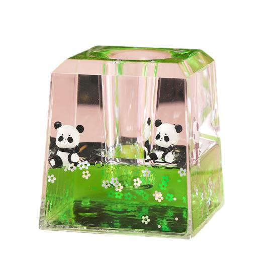 Panda Bubbler cu Mișcare Lichidă Cronometru Nisiparniță cu Ulei Jucărie Senzorială pentru Copii Adulți Desktop Jucărie Anti-stres pentru Relaxare Decor Birou Acasă