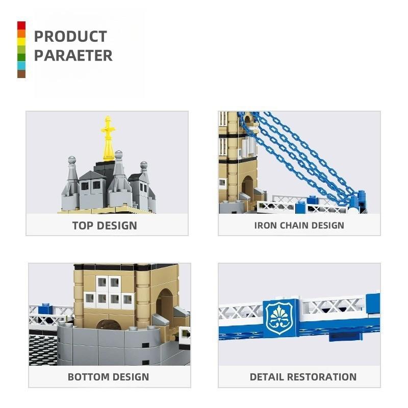 Non-Toxic 970Pcs London Uk Twin Towers Bridge Building Blocks Model Assembly Toy Gift For Adults Kids Birthday Bricks