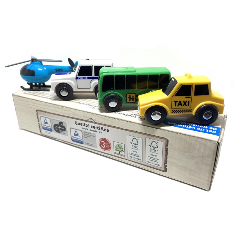 

4 шт. Детская игрушечная машинка с магнитным креплением, которую можно соединить с деревянным набором поездов, детская головоломка, игрушечная машинка, которую можно толкать вручную