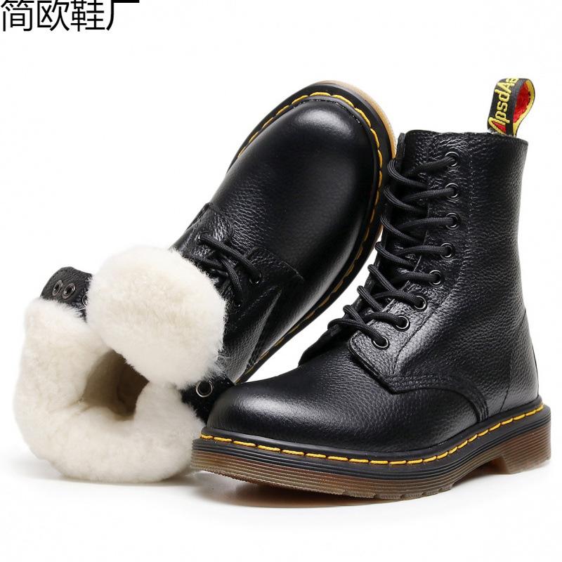 Real wool lychee pattern tooling boots women s head layer soft cowhide couple short boots genuine leather locomotive boots order