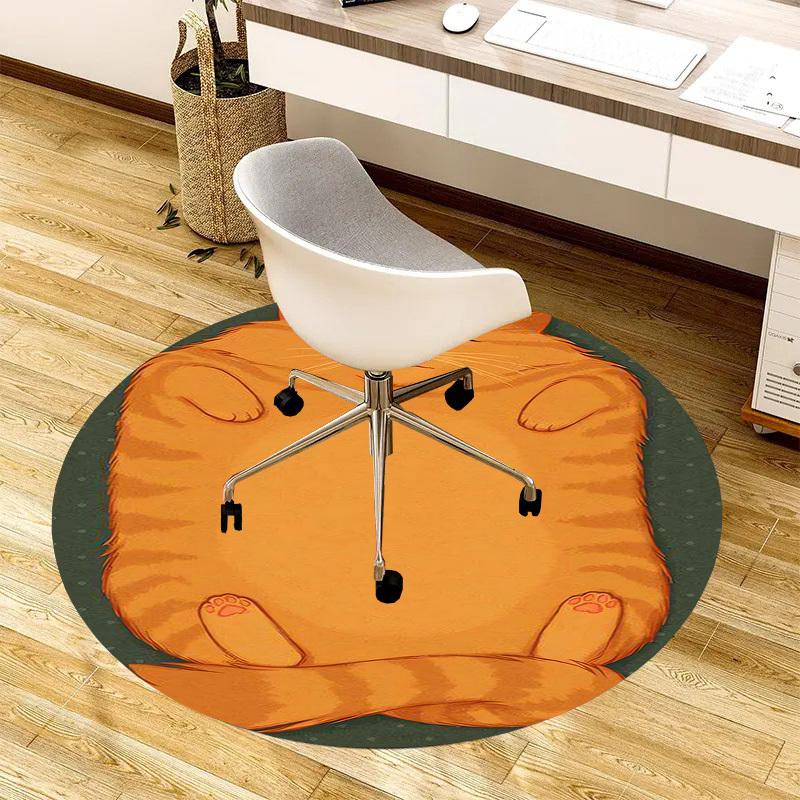 1pc Fluffy Orange Cat Round Carpet, Made of Polyester,Office Chairs, Living Rooms, Or Bedrooms, a Cool Rug for The Living Room.ydt26091
