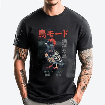 Japanese Cool Bird Pun Funny Streetwear Harajuku Fashion Funny Shirt Mens Clothing Geek