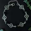 Punk Gothic Silver Color Hollowed Scrollwork Black Onyx Bracelets for Women Men Halloween Magic Street Fashion Styling Jewelry