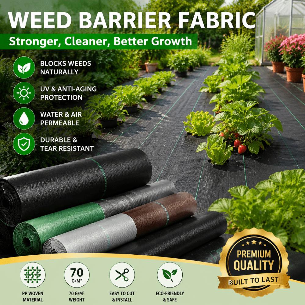 Polypropylene Weed Barrier Fabric Black Woven Grow Mulch Film  Driveway Control