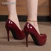 Burgundy Women's High Heels Elegant Fashion Ladies High Heel Pumps Slip-on Platform Shoes Female Sexy Sandals Zapatos De Mujer