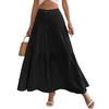 Women's Fashionable Casual Button-down Long Tiered Skirt With A Fitted Waist.