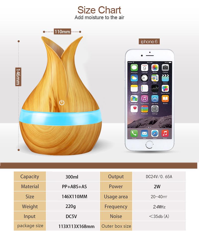 USB Air Purifier & Aromatherapy Humidifier - 300ml Capacity