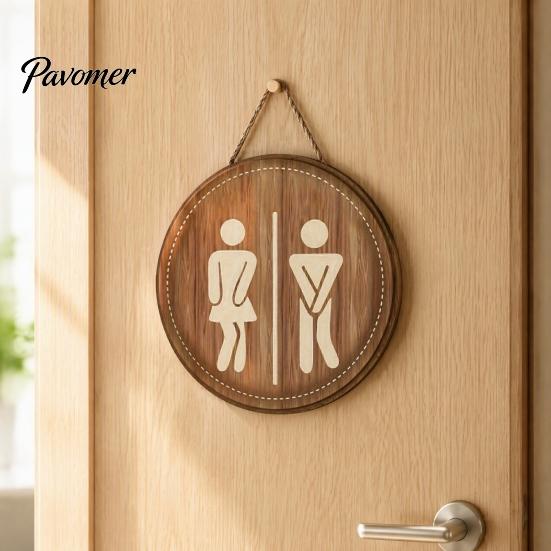 Vintage Hanging Room Sign Wooden Restroom Signs, Men's And Women's Wall Half Toilet Solid Wood Art Bathroom Decor Sign, Rustic Signs Office