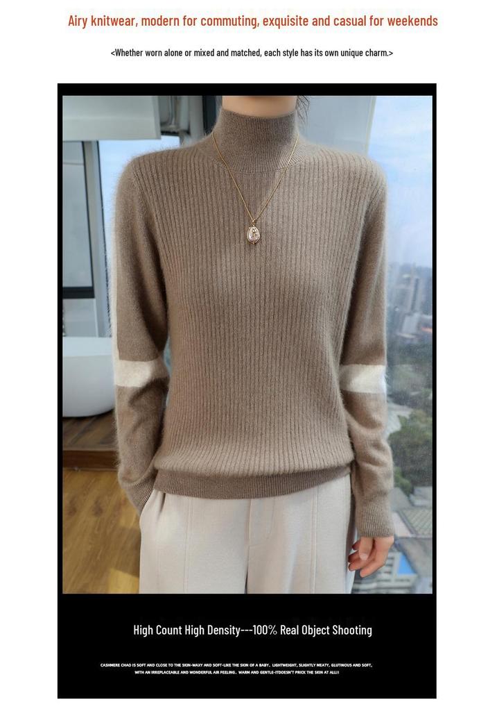Lekasha 100% Mink Cashmere Round Neck Waffle Knit Sweater - Loose Fit, Casual Base Layer for Autumn/Winter