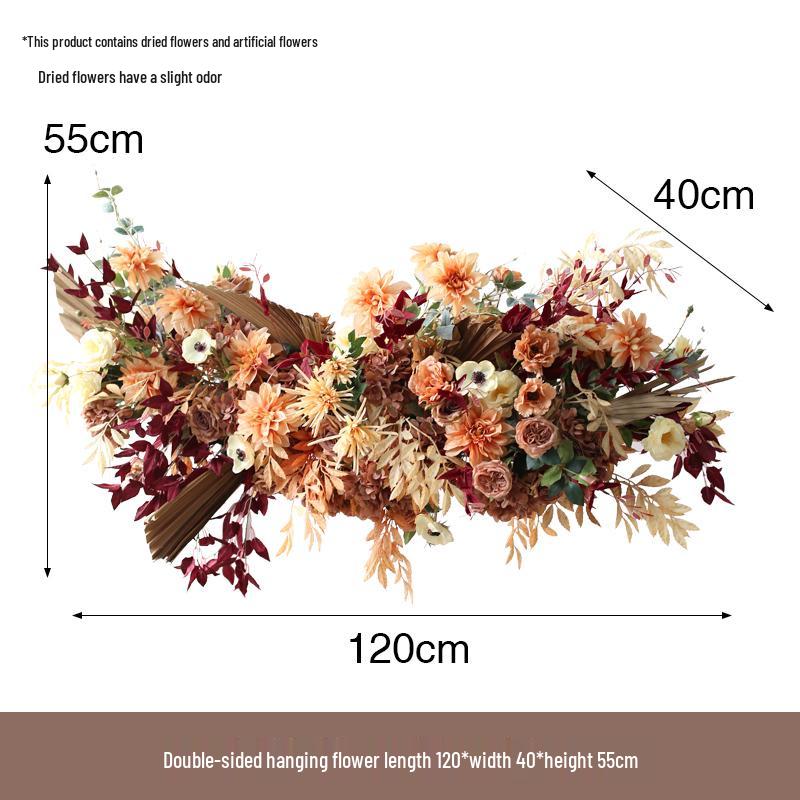 Retro Brown Floral Silk Flower Wall Hanging for Weddings and Events