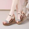 Wedge heel sandals female 2025 summer new versatile fairy wind thick-soled muffin soft-soled heightening rhinestone Roman sandals