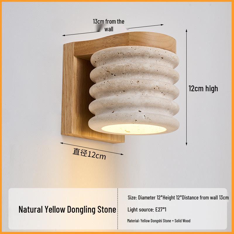 Retro Marmurowa Terakotowa Lampa Ścienna Wabi-Sabi do Sypialni, na Balkon lub Dziedziniec