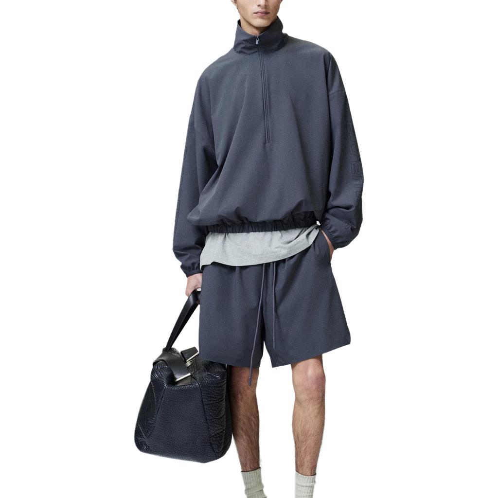 Fear of God Essentials Nylon Half Zip Track Jacket Iron Grey Men Outerwear 202HO258271F