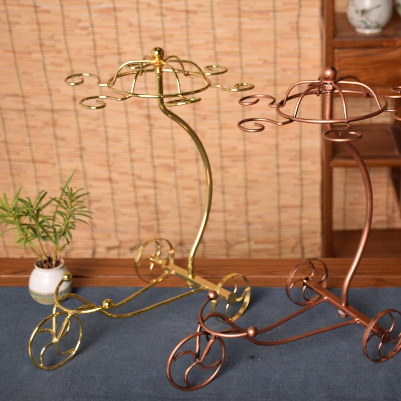 Metal Wine Rack Bottle Glass Cups Holder Modern Retro Table Support Organizer 2 Clours