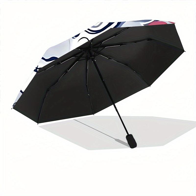 1pc Tiger Mask Automatic Open/close Folding Compact Umbrella, 8-Rib Sturdy Canopy, Lightweight Portable, Everyday Use, Gift, Outdoor Umbrella, Travel
