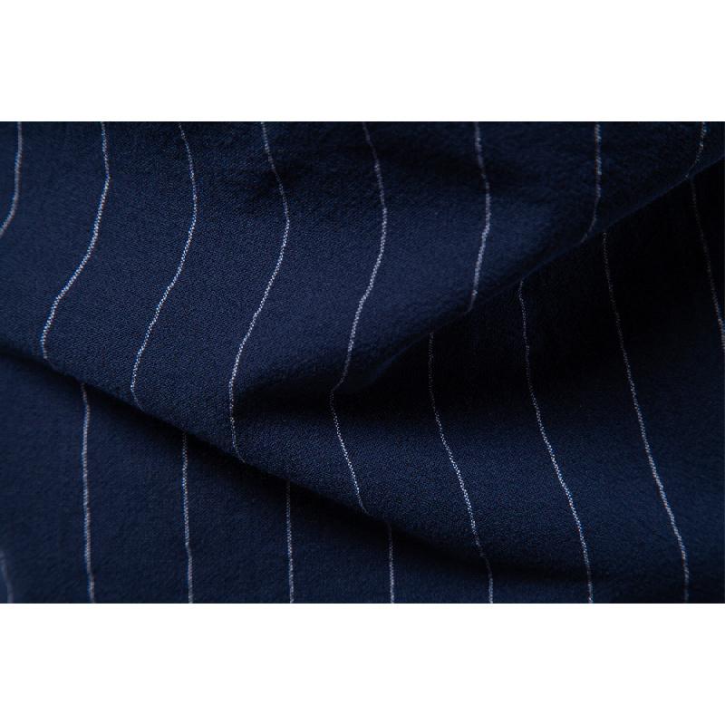 2026 Summer High-Quality Cotton Cuban Collar Vertical Stripe Shirt for Men, Business Casual Men's Short Sleeve Shirt