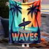 Waves Customize Your Name Outdoor Blanket Surfing Waves Comfortable Soft Lightweight Allseason Multipurpose Blanket For Travel Camping Picnics Sofa