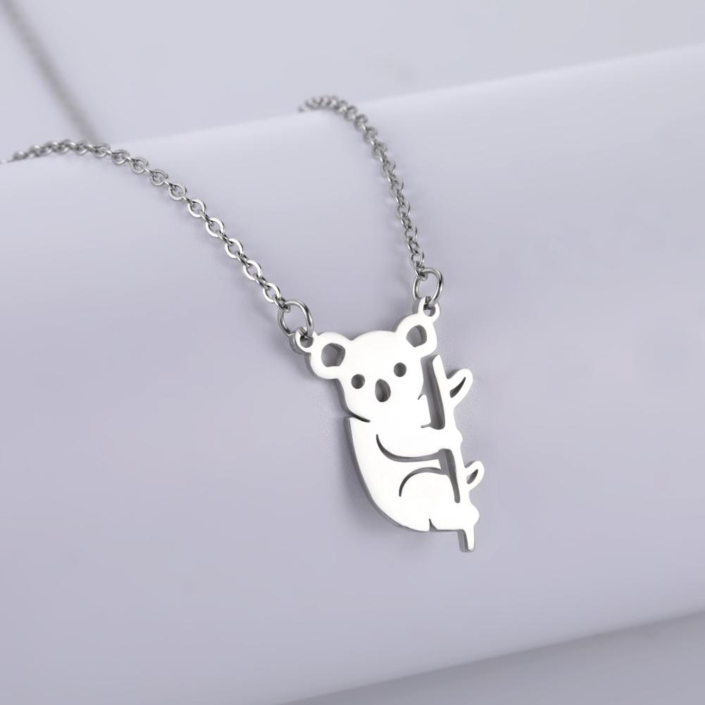 Cazador Australian Koala Pendant Necklaces for Women Stainless Steel Animal Cute Jewelry Collar Necklace Mother's Day Gift
