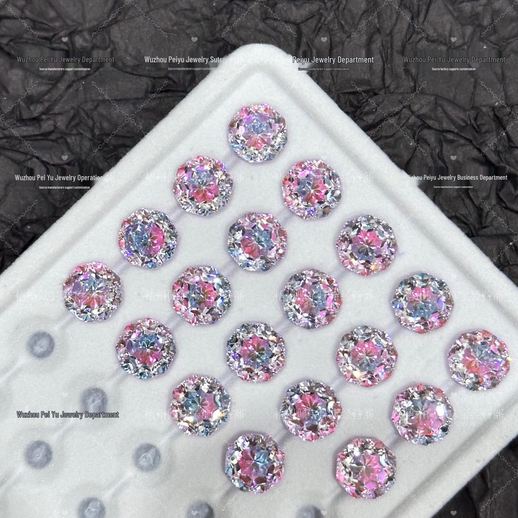 Octagonal Queen Cut Zircon Gem, 6/8mm, Super Sparkle Coated for DIY Jewelry