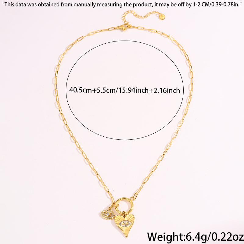 European and American Love Devil's Eye Diamond Necklace K Plated Real Gold Retro Collarbone Chain Light Luxury Eye Necklace