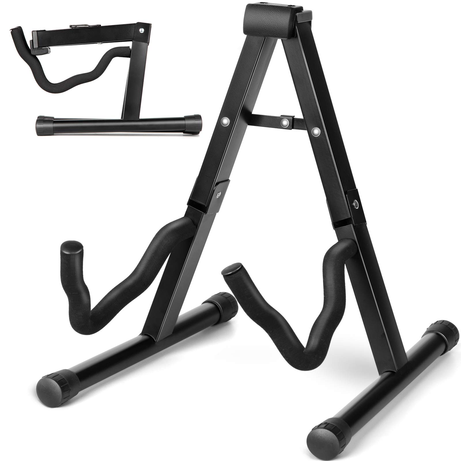 

CAHAYA A-Frame Guitar Stand with Soft Neck Pillow, Stable and Durable, Foldable Guitar Hanger for Acoustic and Electric Guitars, Non-Slip, Soft EVA