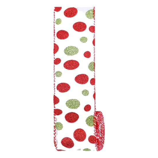 5 Yards Christmas Wired Ribbon 2.48" Red Green Polka Dot/Stripe/Swirl Christmas Wrapping Ribbon for Xmas Tree Wreath Bow Gift Wrapping DIY Crafts