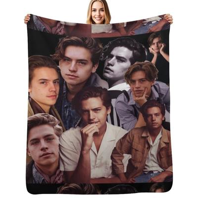 Cole Sprouse Collage Poster Design Throw Blanket Faux Fur Soft Warm Blanket for Bed