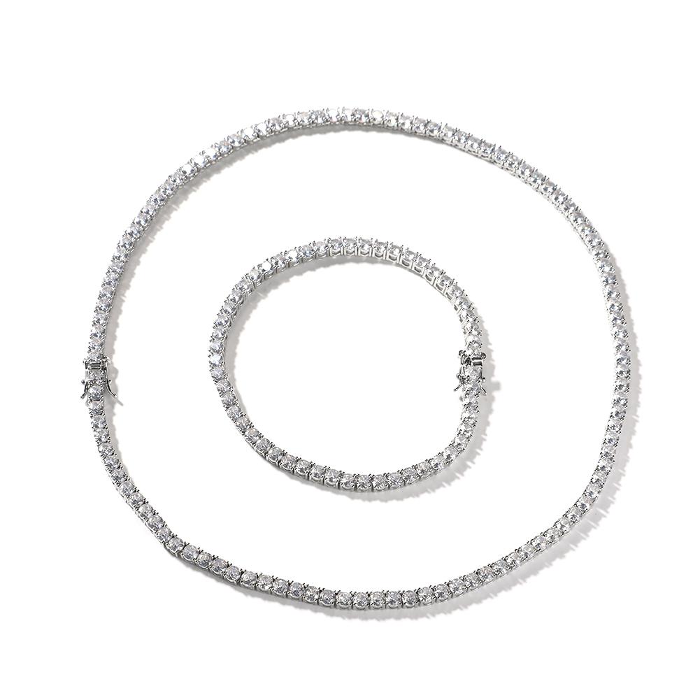 UWIN Classical 5A CZ Tennis Chain Necklace 2mm 3mm 4mm 5mm 8mm 1 Row Round CZ Tennis Necklace Hip Hop Icy Jewelry