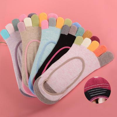 1 Pair Fashion Color Blocking Cotton Women Multi-color Low Cut Spring Five Toe Socks