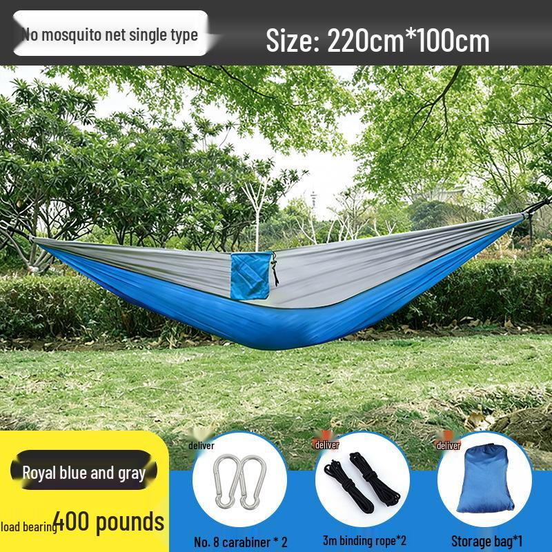 Outdoor Anti-Rollover Hanging Chair Hammock - Single/Double, Color-block Nylon, Parachute Cloth, Lightweight Swing.