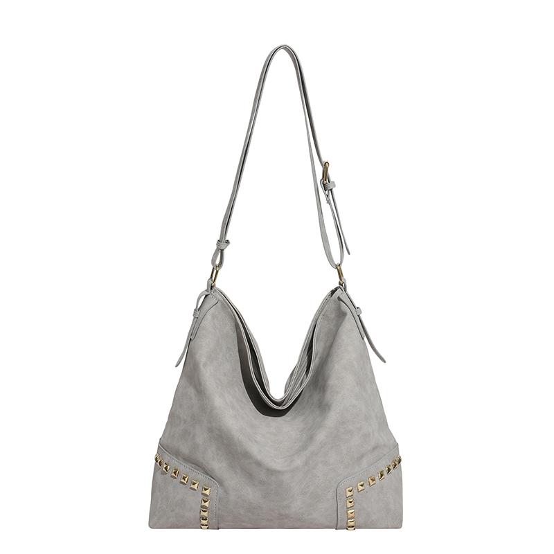 Studded Suede Hobo Bag Women s Fashion Shoulder Bag Large Capacity Soft Leather Tote Handbag for Daily Use