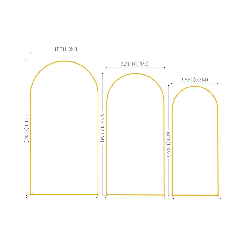 

Runtowo 6/6.6/7.2FT Metal Wedding Arch Stand,Reusable Golden Balloon Arch Frame Wedding Arches For Ceremony,Birthday Party Decor 6FT